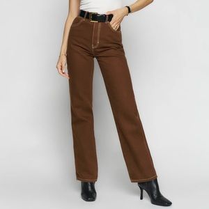 Size 29 Reformation Cowboy Chocolate Brown Straight Jeans